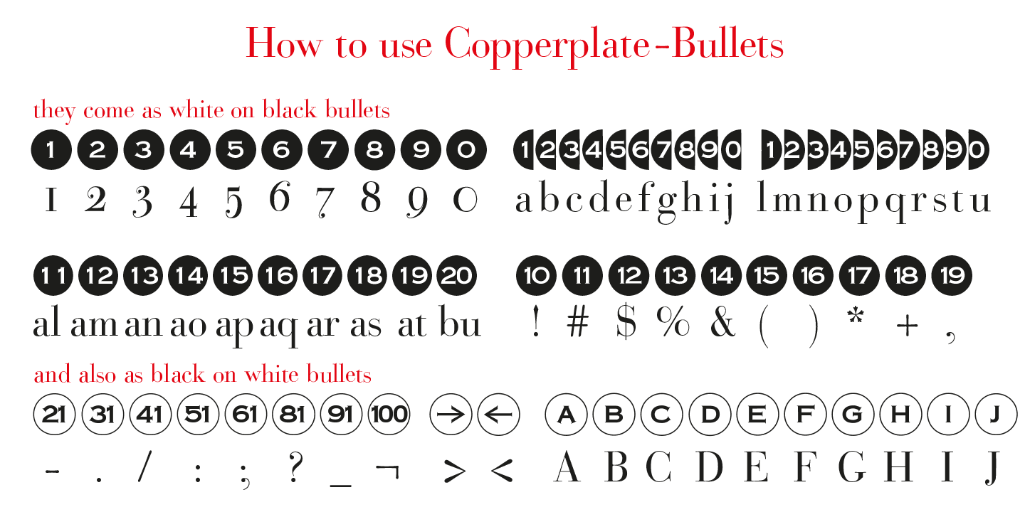Bullets Bannertype neg Font preview